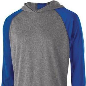 Alleson Athletic Gray and blue Hooded Athletic Tee